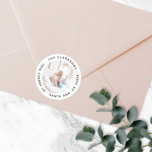 Return Address Classic Round Photo Sticker