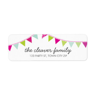 RETURN ADDRESS colorful fun bunting pretty girly Label