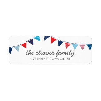 RETURN ADDRESS colorful fun bunting red white blue Label