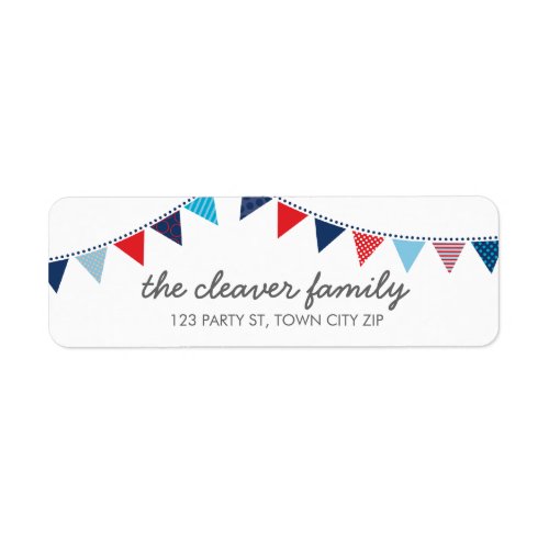 RETURN ADDRESS colorful fun bunting red white blue Label