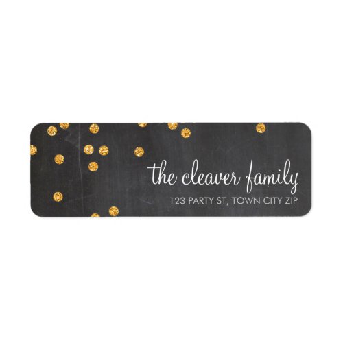 RETURN ADDRESS confetti gold glitter chalkboard Label