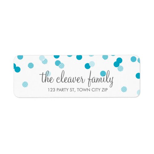 RETURN ADDRESS confetti polka dot bright aqua blue Label