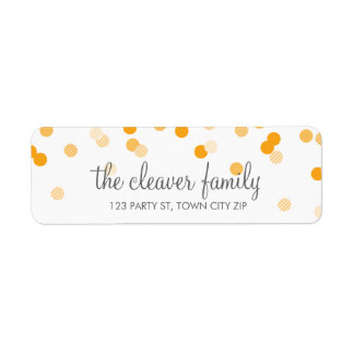 RETURN ADDRESS confetti polka dot bright orange Label