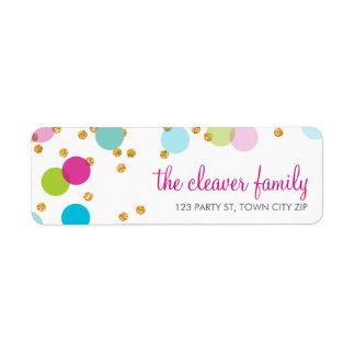 RETURN ADDRESS confetti polka dot colorful glitter Label