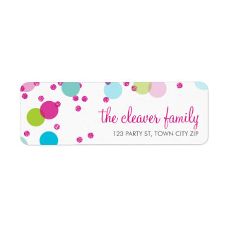 RETURN ADDRESS confetti polka dot colorful glitter Label