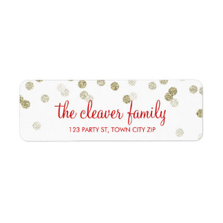 RETURN ADDRESS confetti polka dot glitter gold Label