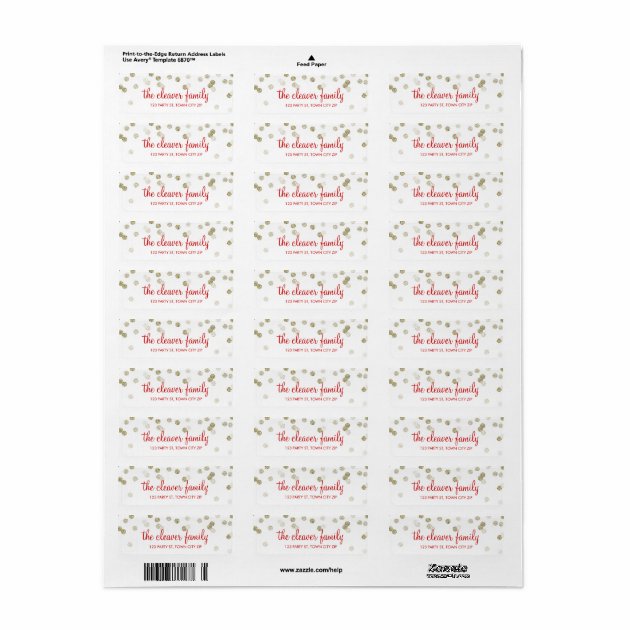 RETURN ADDRESS Confetti Polka Dot Glitter Gold Label