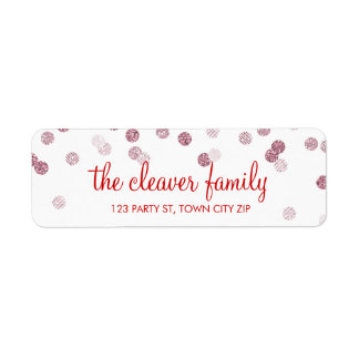 RETURN ADDRESS confetti polka dot glitter pink Label