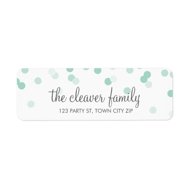 RETURN ADDRESS confetti polka dot pale mint green Label (Front)