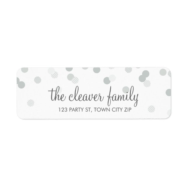 RETURN ADDRESS confetti polka dot pale soft gray Label (Front)