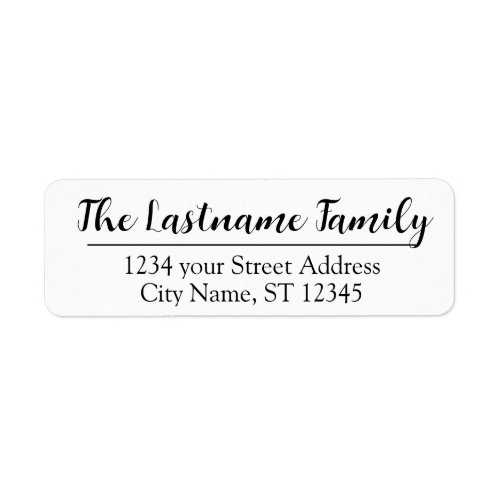 Return Address Custom Family Name Boulevard Script Label