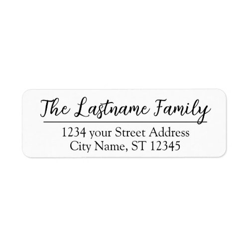 Return Address Custom Family Name Everglow Script Label