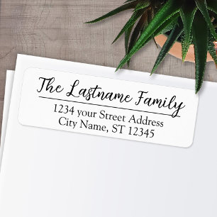 Return Address Custom Family Name Everglow Script Label