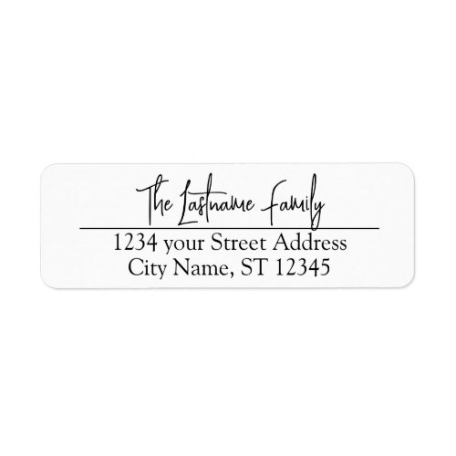 Return Address Custom Family Name Heartwell Script Label