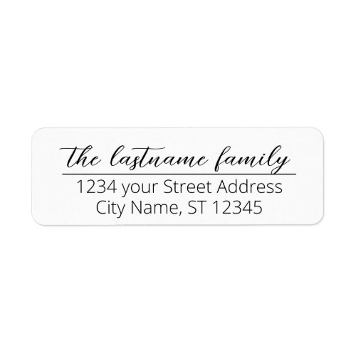 Return Address Custom Family Name Wedding Script Label