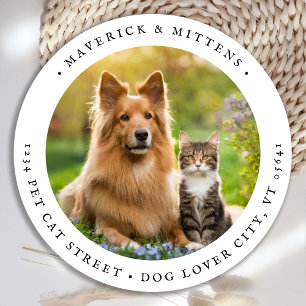 Return Address Custom Photo Pet Dog Cat Simple Classic Round Sticker