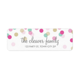 RETURN ADDRESS cute confetti polka dot colorful Label