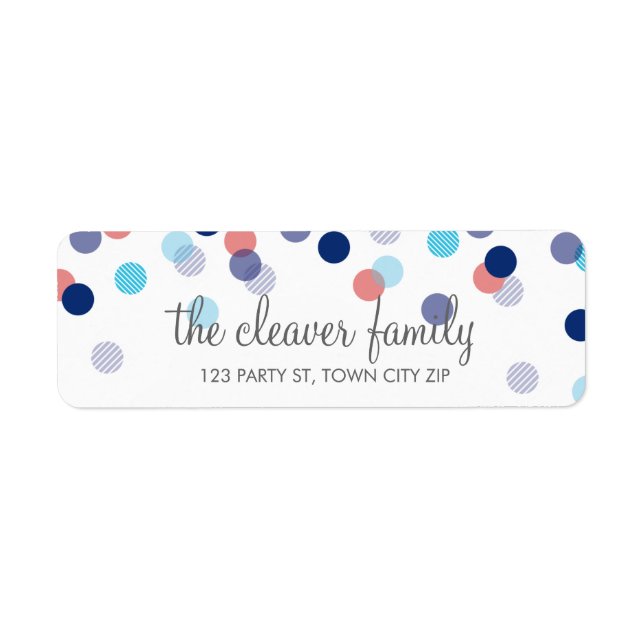 RETURN ADDRESS cute confetti polka dot colorful Label (Front)