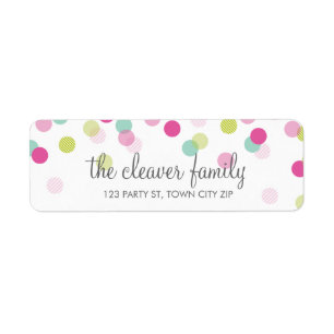 RETURN ADDRESS cute confetti polka dot colorful Label