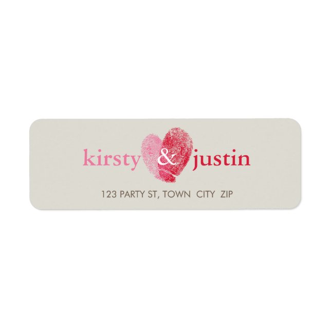 RETURN ADDRESS cute fingerprint heart couple love Label (Front)