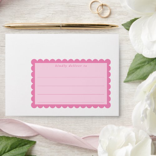 RETURN ADDRESS cute scallop edge candy pink Envelope