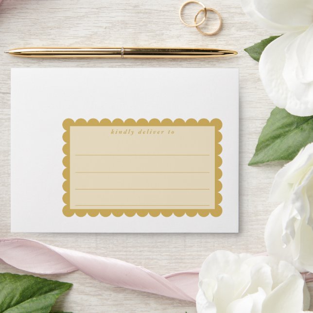 RETURN ADDRESS cute scallop edge old gold edge Envelope (Wedding)