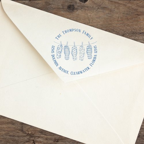 Return Address Cute Summer Flip Flops  Self_inking Stamp