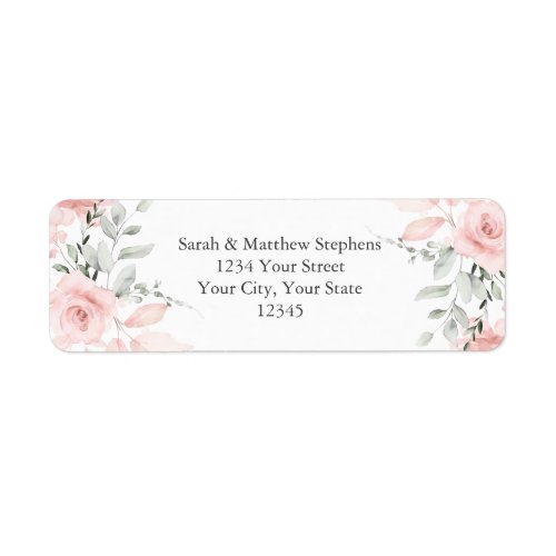 Return Address Dusty Blush Watercolor Roses Label