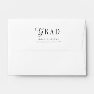 Return Address Elegant Black Script Graduation Envelope