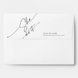 Return Address Elegant Black Script Graduation Envelope