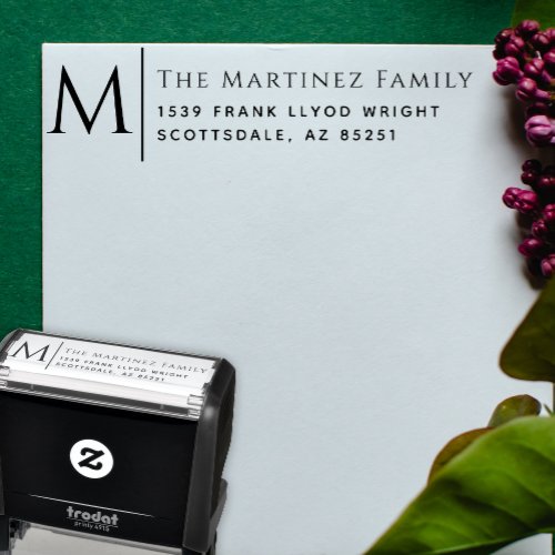 Return Address Elegant Family Monogram Customized Self_inking Stamp