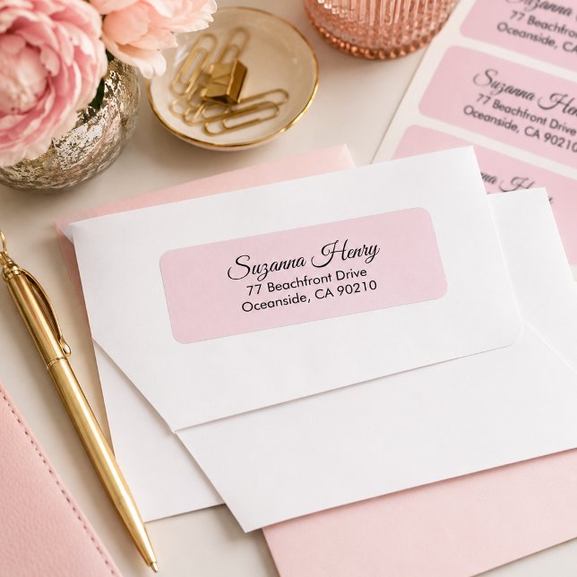 Return address _elegant handwriting blush pink label (Creator Uploaded)
