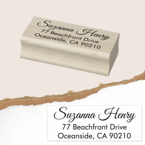 Return address _elegant handwriting Wood Rubber Stamp