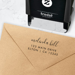 Return Address Elegant Minimalist Script Name Self-inking Stamp