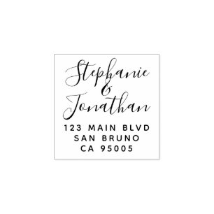 Return Address Elegant Modern Script Rubber Stamp
