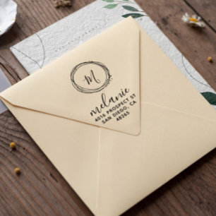 Return Address Elegant Monogram Minimalist Rubber Stamp