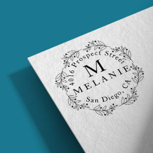 Return Address Elegant Monogram Minimalist Rubber Stamp
