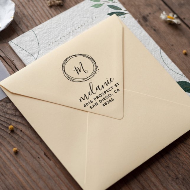 Return Address Elegant Monogram Minimalist Rubber Stamp (Creator Uploaded)