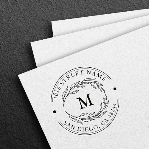 Return Address Elegant Monogram Minimalist Rubber Stamp