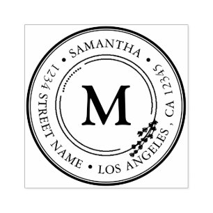 Return Address Elegant Monogram Minimalist Self-in Rubber Stamp