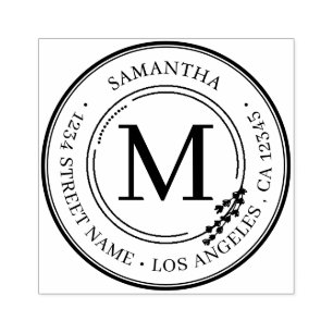 Return Address Elegant Monogram Minimalist Self-in Rubber Stamp