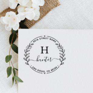 Return Address Elegant Monogram Minimalist Self-inking Stamp