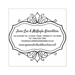 Return Address Elegant Rococo Baroque Classy Frame Rubber Stamp