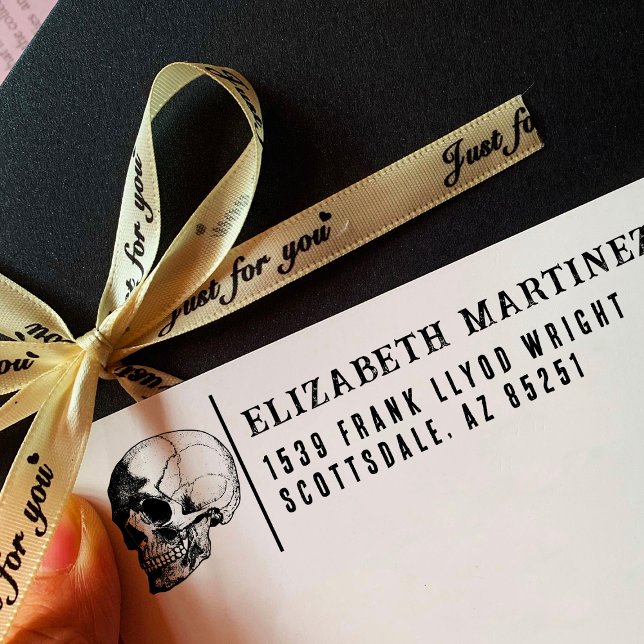 Return Address Elegant Vintage Gothic Skull Custom Self-inking Stamp (Creator Uploaded)