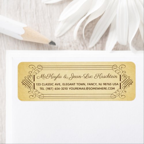 Return Address Elegant Wedding Brown Vintage Paper Label