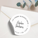 Return Address | Envelope Seal Modern Script<br><div class="desc">A simple, stylish custom return address label in a contemporary handwritten script font in a modern minialist style on a clean white background with a simple dot symbol feature. The perfect mailing accessory or envelope seal which can easily be personalized with your name and address for a one of a...</div>