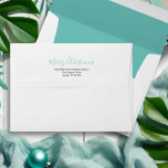 Return Address Envelopes Turquoise Blue<br><div class="desc">Complete your holiday stationery suite with this simple yet modern return address envelope, designed to perfectly match my sea turtle holiday collection. The back flap elegantly displays the words "Merry Christmas" in trendy hand-lettered script typography. When opened, the envelope reveals a complementary tropical turquoise blue color, adding a touch of...</div>