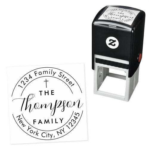 Return Address Family Christian Cross Self_inking Self_inking Stamp