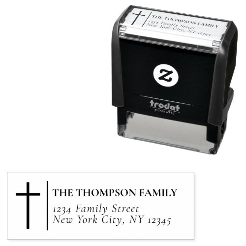 Return Address Family Christian Cross Self_inking Stamp