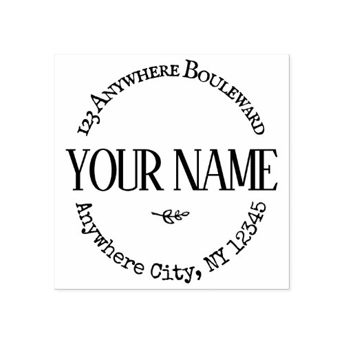 Return Address Family Name Logo Rubber Stamp